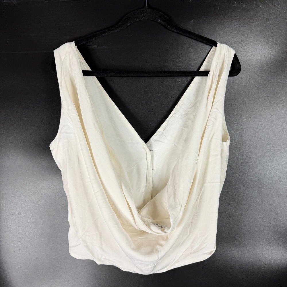 Nina Ricci Cady Draped Open Back Vest Top Off-White Button Front Sz 34 / 0 US - Picture 10 of 12
